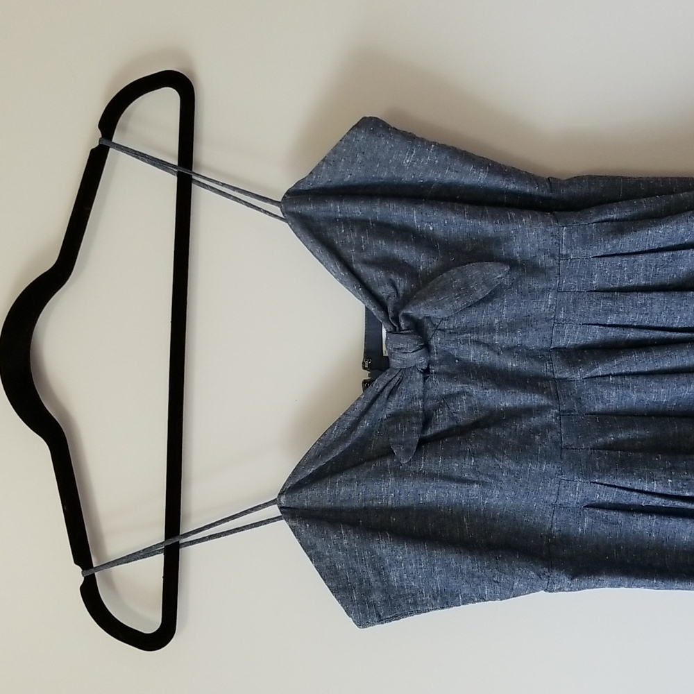 Madewell Chambray Tie-Front Cutout Cami Dress - Size 6 - Picture 4 of 13